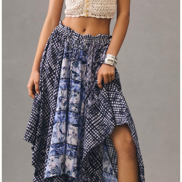 Brand New PILCRO ASYMMETRICAL LINEN DRAWSTRING SKIRT - Picture 4 of 10